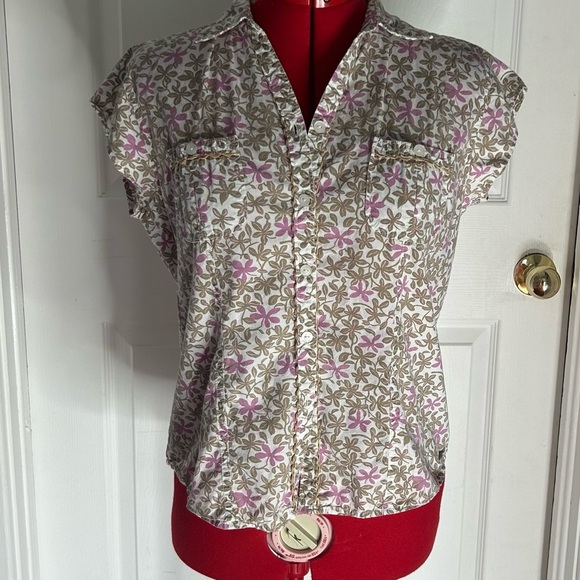Woolrich Cotton Vintage Floral Blouse Small cap sleeve - Picture 1 of 8